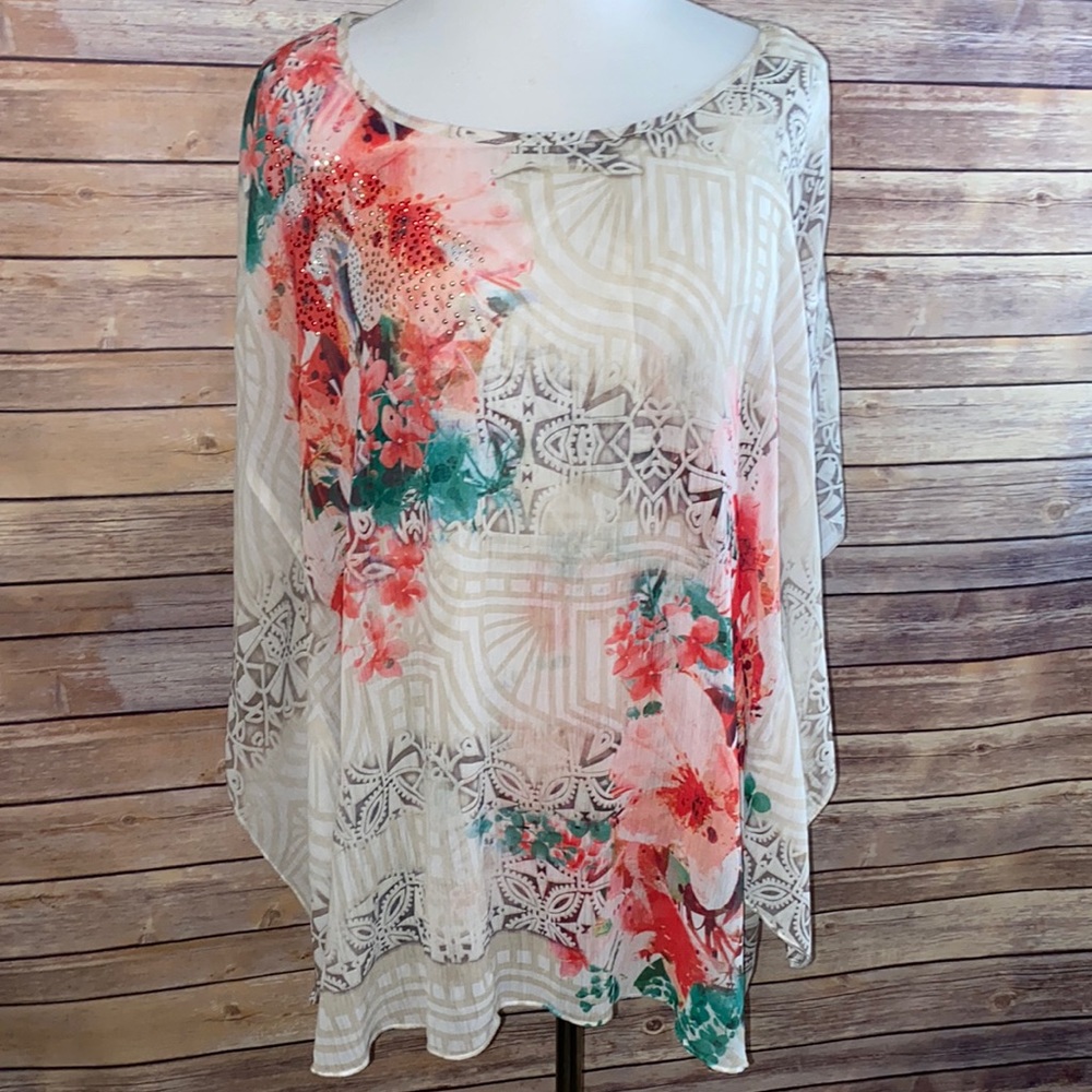 🎈Host Pick🎈G Collection Floral Sparkle Detailed Top